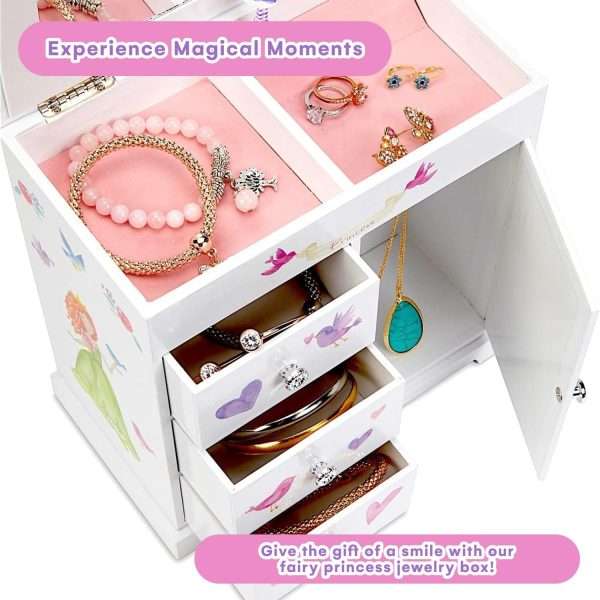 Jewelkeeper Jewelry Box for Girls with 3 Drawers, Princess Jewelry Boxes, Dance of the Sugar Plum Fairy and Spinning Princess Doll, Girls Gifts - 4