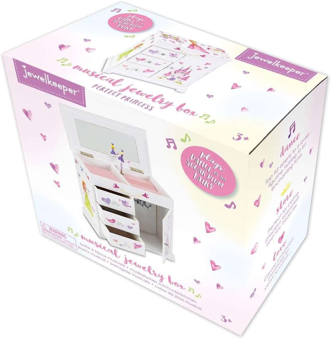 Jewelkeeper Jewelry Box for Girls with 3 Drawers, Princess Jewelry Boxes, Dance of the Sugar Plum Fairy and Spinning Princess Doll, Girls Gifts - 7