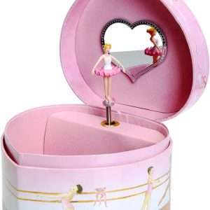 Musical Ballerina Jewelry Box for Girls Heart Shaped Ballerina Spins to Swan Lake - 1