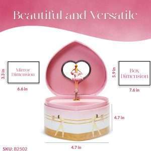Musical Ballerina Jewelry Box for Girls Heart Shaped Ballerina Spins to Swan Lake - 5