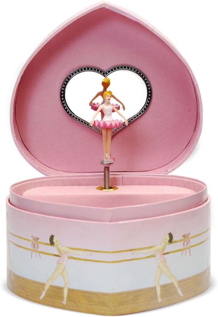Musical Ballerina Jewelry Box for Girls Heart Shaped Ballerina Spins to Swan Lake - 7