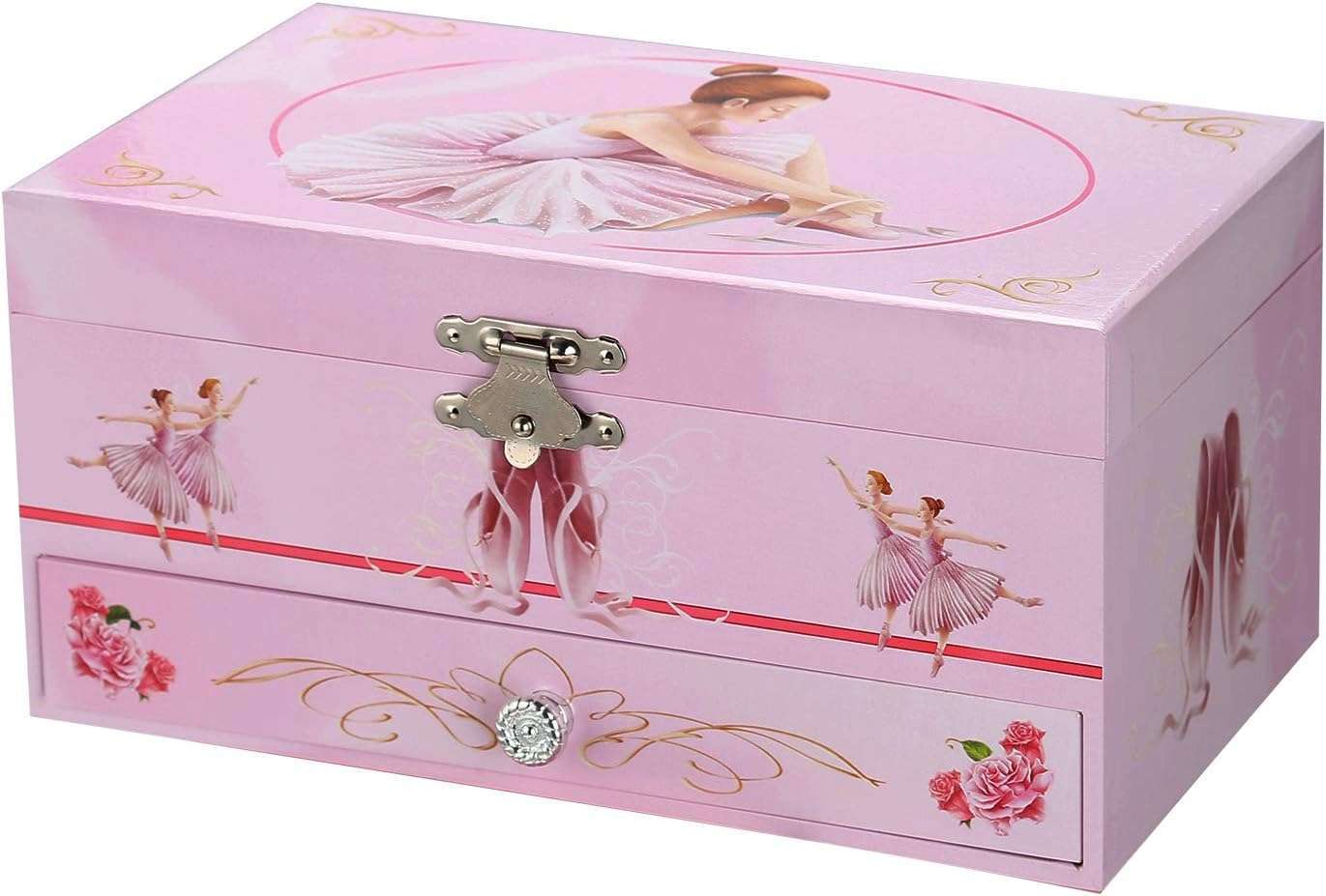 Sweet Musical Jewelry Box with Pullout Drawer and dancing Ballerina Girl Figurines Music Box Jewel Storage Case for girls - 3