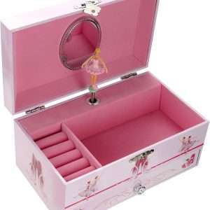 Sweet Musical Jewelry Box with Pullout Drawer and dancing Ballerina Girl Figurines Music Box Jewel Storage Case for girls - 4