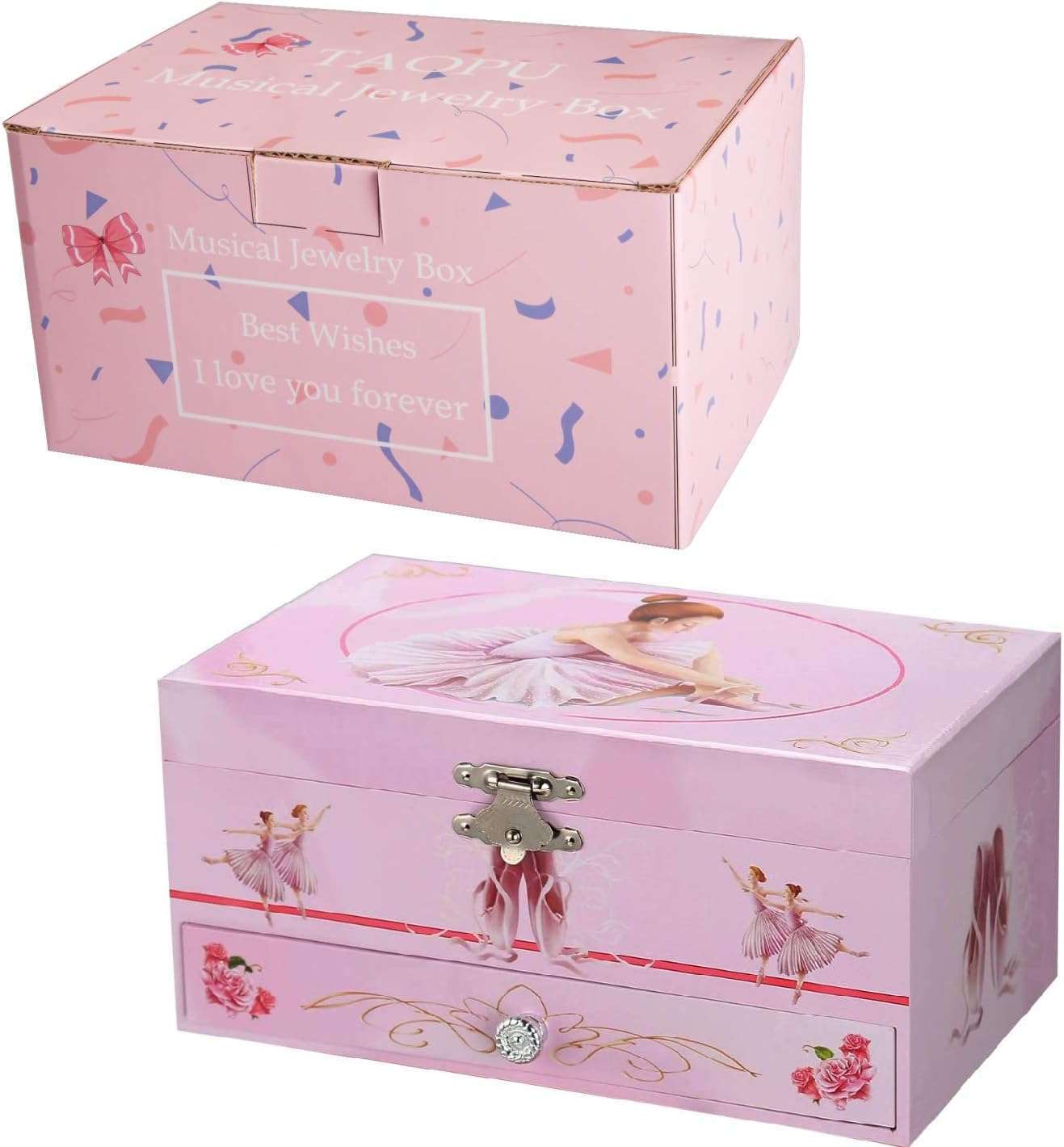 Sweet Musical Jewelry Box with Pullout Drawer and dancing Ballerina Girl Figurines Music Box Jewel Storage Case for girls - 6