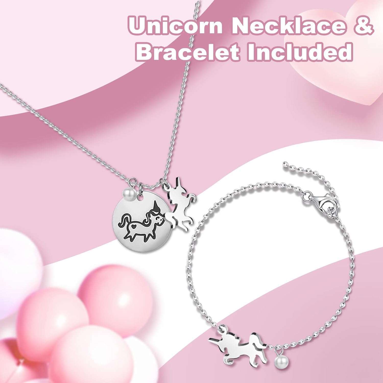 Upgrade Jewelry Box for Girls 5-Layer with Swing Door Spinning Ballerina Unicorn &Castle Design Unicorn Jewelry Set Included Kids Jewelry Box for Little Girls Birthday Christmas Gift Pink - 5
