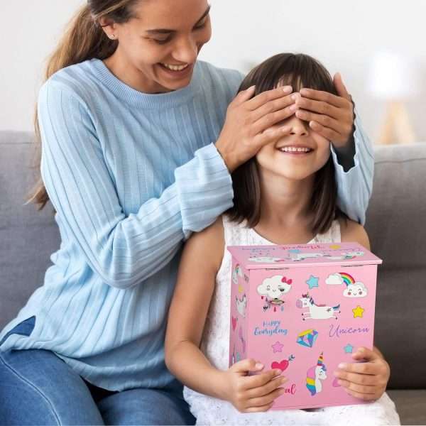 Upgrade Jewelry Box for Girls 5-Layer with Swing Door Spinning Ballerina Unicorn &Castle Design Unicorn Jewelry Set Included Kids Jewelry Box for Little Girls Birthday Christmas Gift Pink - 7