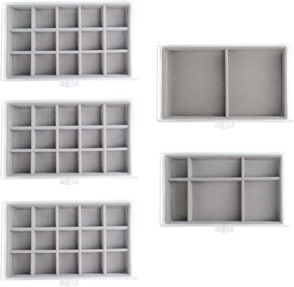 Acrylic Jewelry Box with 5 Drawers, Clear Earring Storage Organizer Display Case for Women Girls, Gray - 5