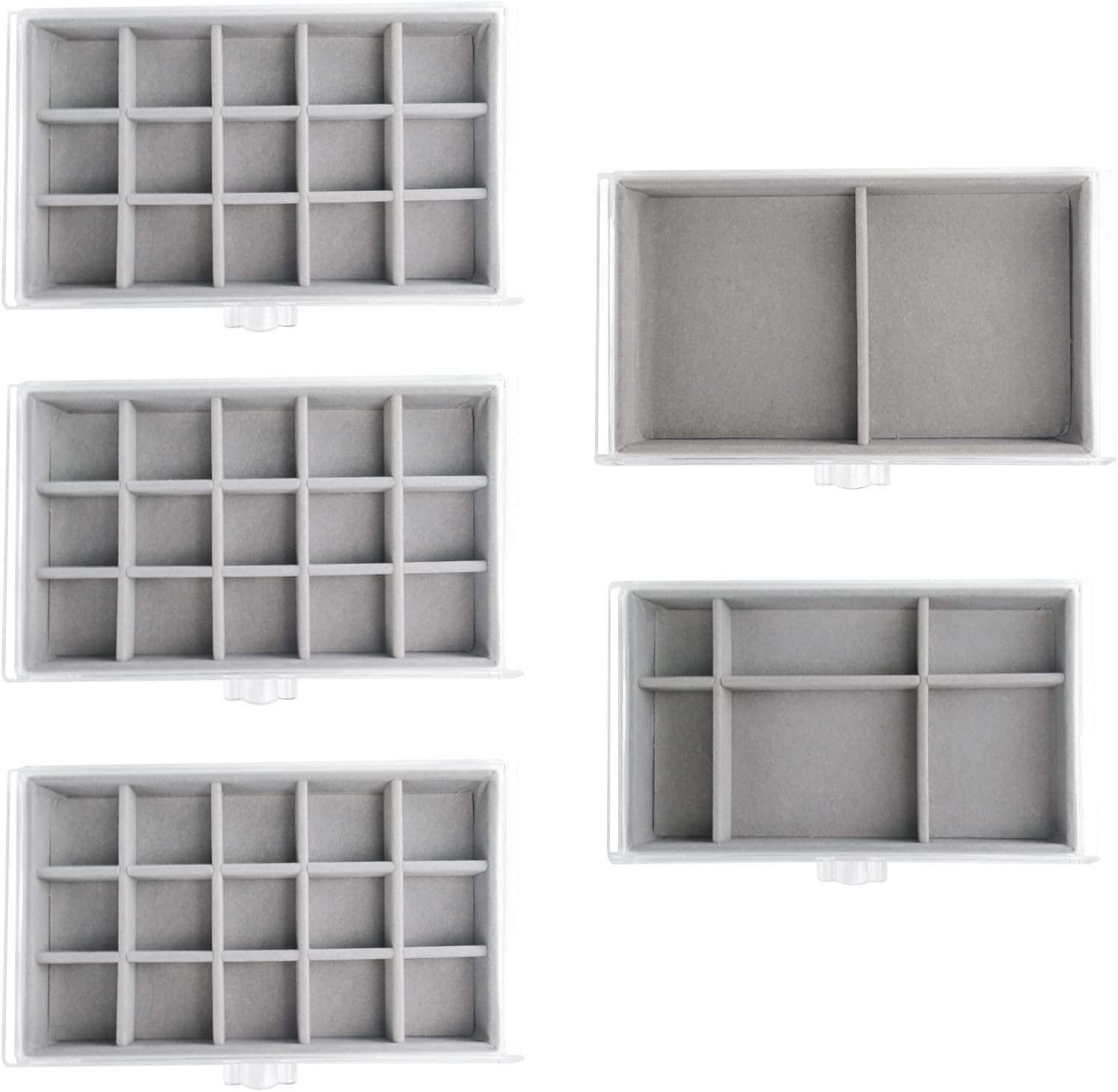 Acrylic Jewelry Box with 5 Drawers, Clear Earring Storage Organizer Display Case for Women Girls, Gray - 5