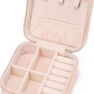 Mini Jewelry Travel Case,Small Jewelry Box,Traveling Jewelry Organizer,Portable Jewellery Storage Holder for Rings Earrings Necklace Bracelet Bangle,Gifts for Girls Women - 1