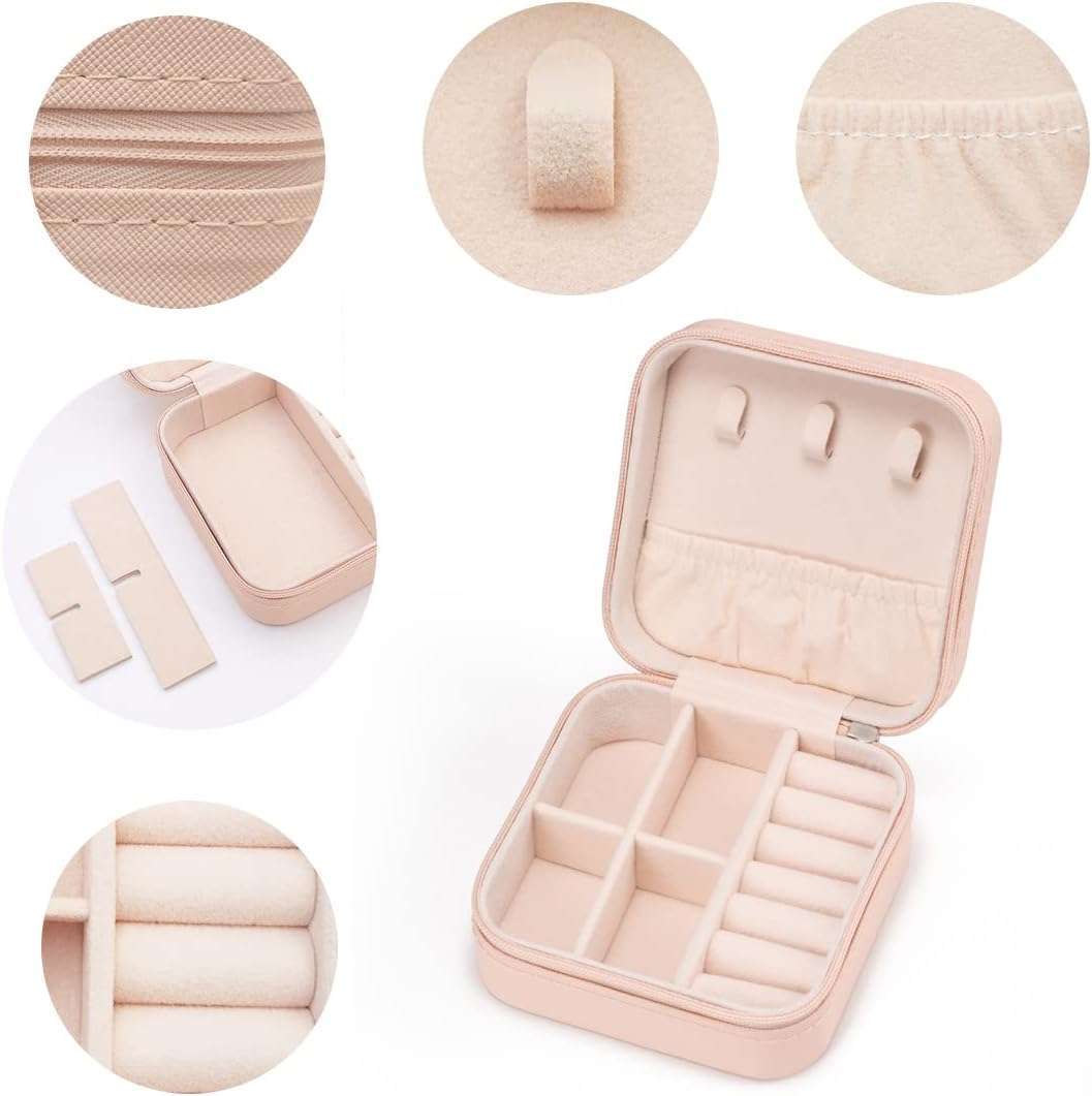 Mini Jewelry Travel Case,Small Jewelry Box,Traveling Jewelry Organizer,Portable Jewellery Storage Holder for Rings Earrings Necklace Bracelet Bangle,Gifts for Girls Women - 3
