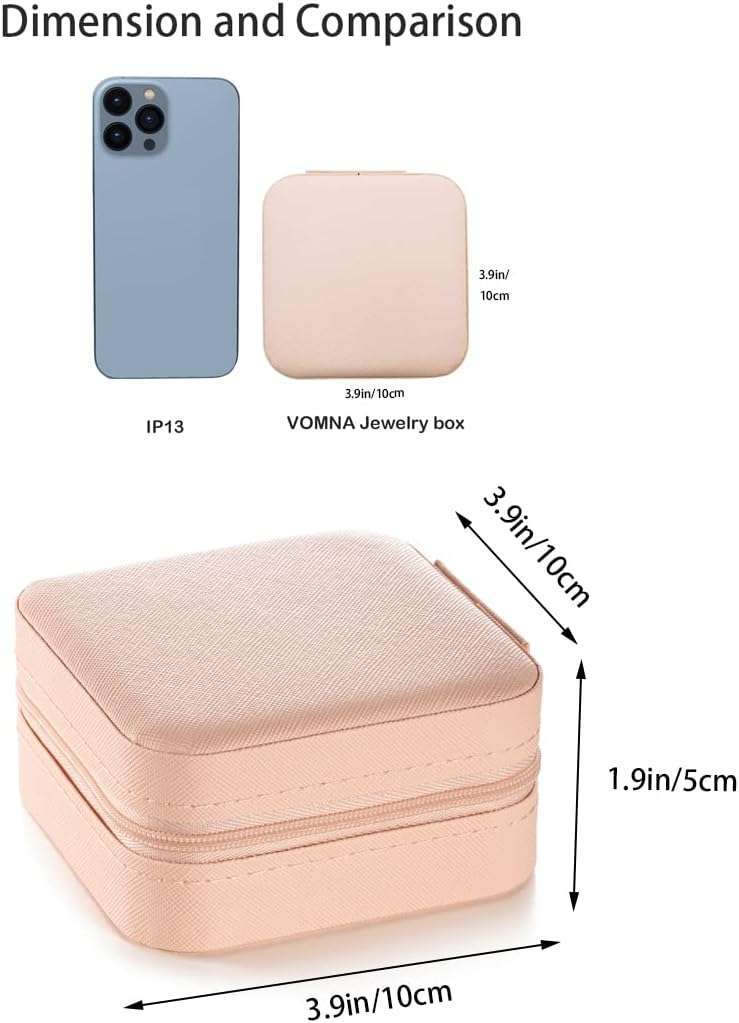 Mini Jewelry Travel Case,Small Jewelry Box,Traveling Jewelry Organizer,Portable Jewellery Storage Holder for Rings Earrings Necklace Bracelet Bangle,Gifts for Girls Women - 5