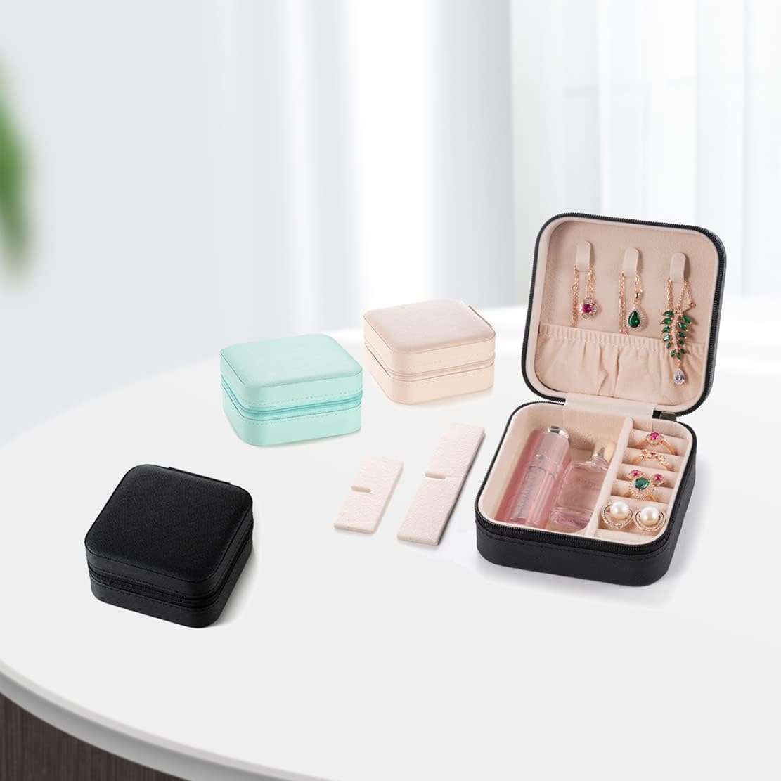 Mini Jewelry Travel Case,Small Jewelry Box,Traveling Jewelry Organizer,Portable Jewellery Storage Holder for Rings Earrings Necklace Bracelet Bangle,Gifts for Girls Women - 7