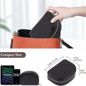 Travel Size Jewelry Box, Small Portable Seashell-Shaped Jewelry Case, 2 Layer Mini Jewelry Organizer in PU Leather for Women, Mother's Day Gift - 7