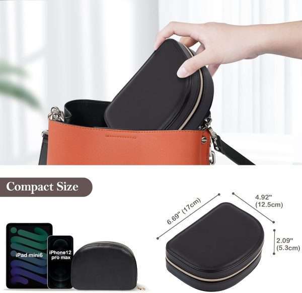Travel Size Jewelry Box, Small Portable Seashell-Shaped Jewelry Case, 2 Layer Mini Jewelry Organizer in PU Leather for Women, Mother's Day Gift - 7