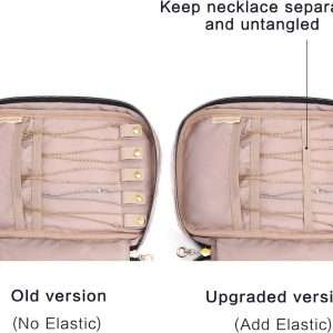 BAGSMART Jewelry Organizer Case Travel Jewelry Storage Bag for Necklace, Earrings, Rings, Bracelet, Soft Pink - 4