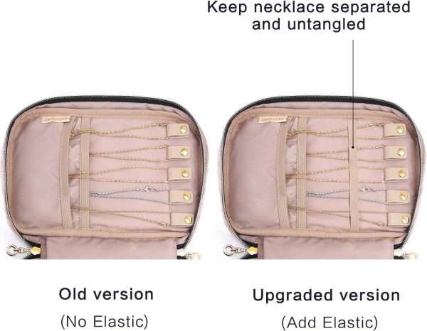 BAGSMART Jewelry Organizer Case Travel Jewelry Storage Bag for Necklace, Earrings, Rings, Bracelet, Soft Pink - 4