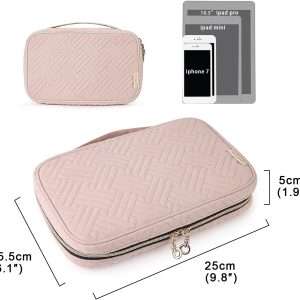 BAGSMART Jewelry Organizer Case Travel Jewelry Storage Bag for Necklace, Earrings, Rings, Bracelet, Soft Pink - 5