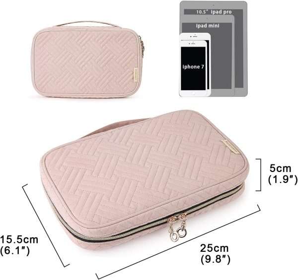 BAGSMART Jewelry Organizer Case Travel Jewelry Storage Bag for Necklace, Earrings, Rings, Bracelet, Soft Pink - 5