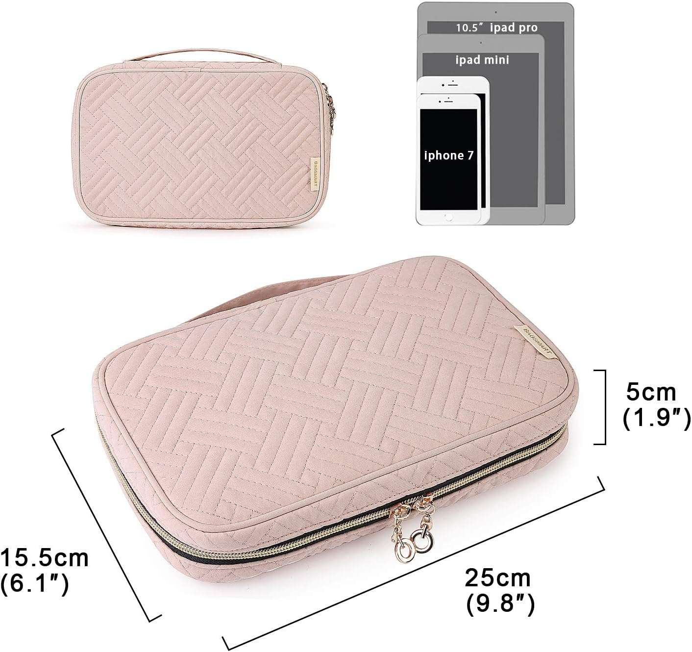 BAGSMART Jewelry Organizer Case Travel Jewelry Storage Bag for Necklace, Earrings, Rings, Bracelet, Soft Pink - 5