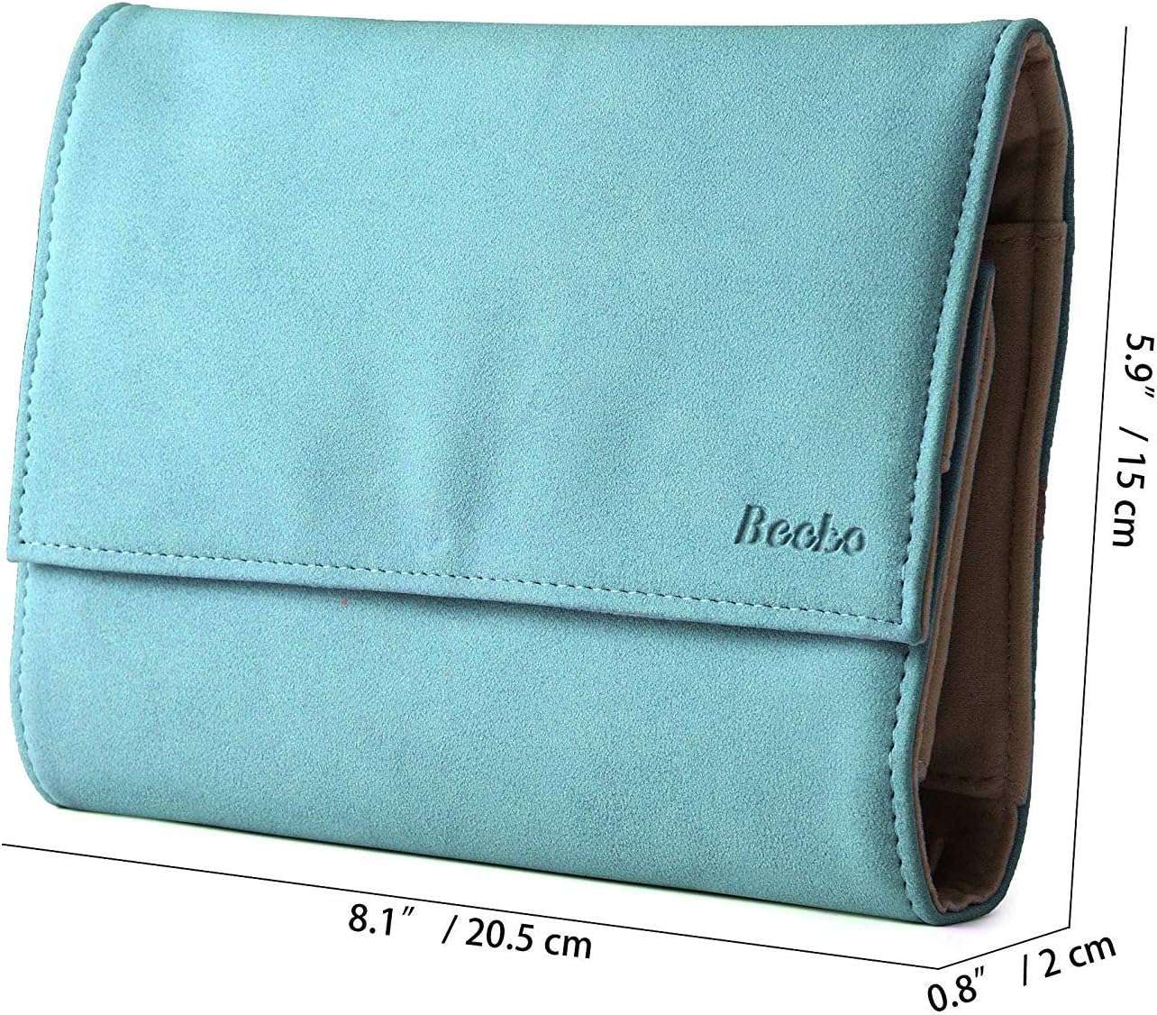 Becko Jewelry Organizer Roll Travel Jewel Bag case for Multiple Necklaces, Rings, Bracelets, Supple Leather & Suede, Large Capacity Without Crease - 2
