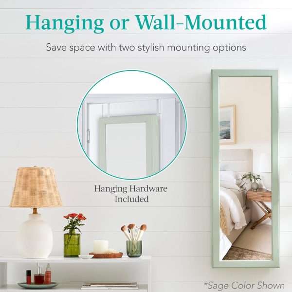 Best Choice Products LED Mirror Jewelry Cabinet, Lockable Wall or Door Mounted Jewelry Armoire Organizer with Mirror, 2 Drawers, Lock, Cosmetic Tray, Shelves, Christmas Gifts - 2