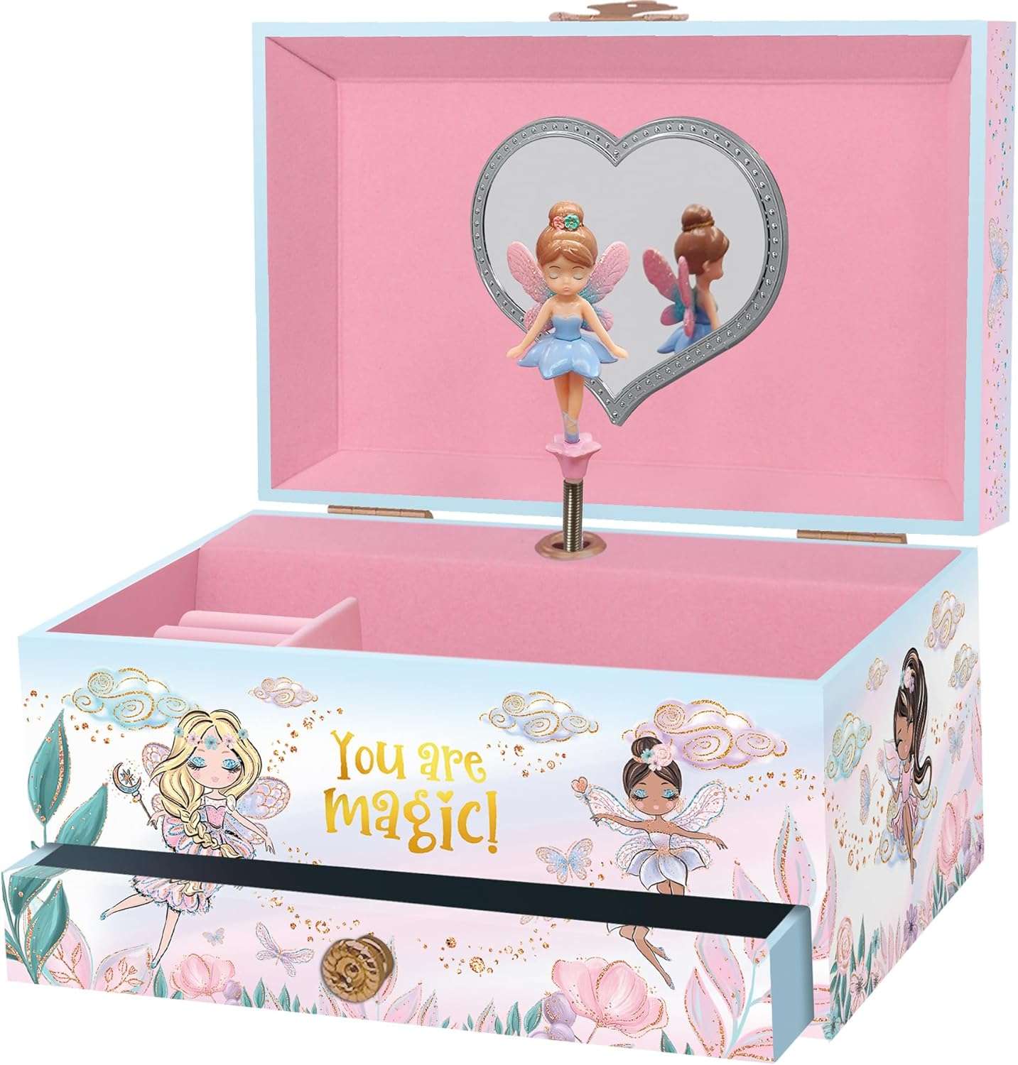 Musical Fairy Jewelry Box for Girls - Kids Music Box with Spinning Fairy and Mirror, Princess Gifts for Little Girls, Jewelry Boxes, Childrens Birthday Gift - 1