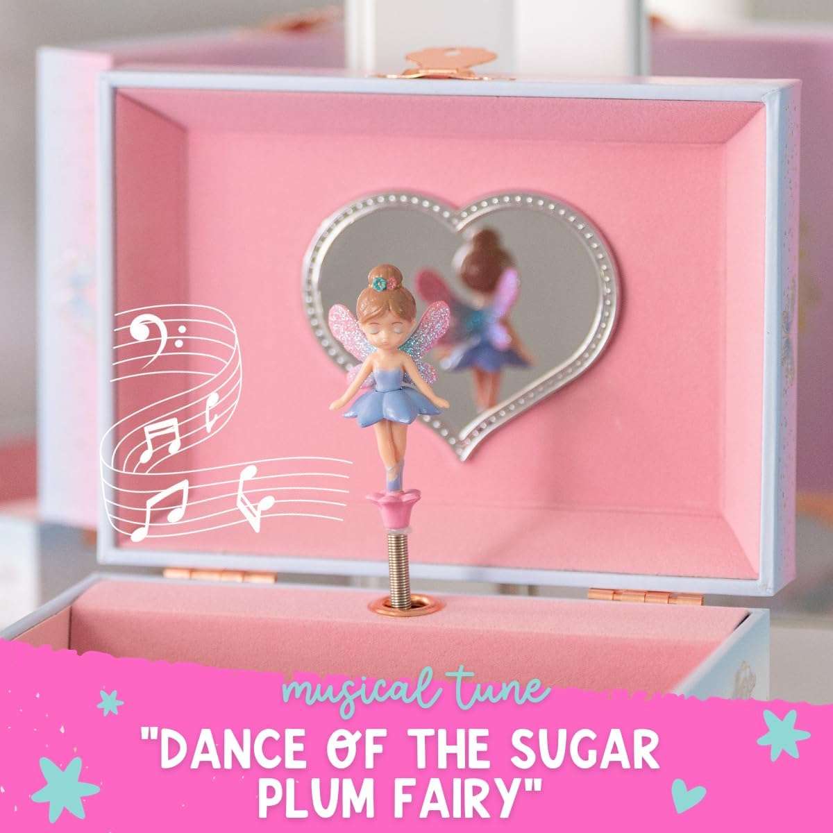Musical Fairy Jewelry Box for Girls - Kids Music Box with Spinning Fairy and Mirror, Princess Gifts for Little Girls, Jewelry Boxes, Childrens Birthday Gift - 2