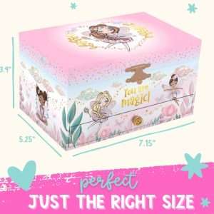 Musical Fairy Jewelry Box for Girls - Kids Music Box with Spinning Fairy and Mirror, Princess Gifts for Little Girls, Jewelry Boxes, Childrens Birthday Gift - 8