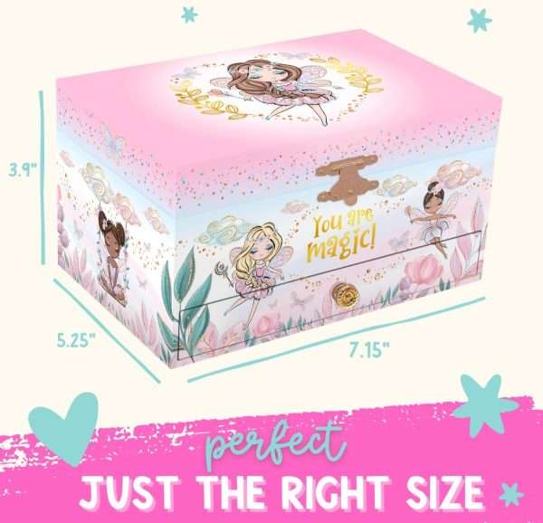 Musical Fairy Jewelry Box for Girls - Kids Music Box with Spinning Fairy and Mirror, Princess Gifts for Little Girls, Jewelry Boxes, Childrens Birthday Gift - 8