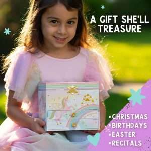 Musical Unicorn Jewelry Box for Girls - Kids Music Box with Spinning Unicorn, Unicorn Birthday Gifts for Little Girls, Jewelry Boxes, 6.8 x 5.3 x 6 in - Ages 3-10 - 4