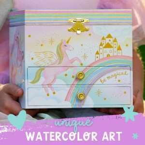 Musical Unicorn Jewelry Box for Girls - Kids Music Box with Spinning Unicorn, Unicorn Birthday Gifts for Little Girls, Jewelry Boxes, 6.8 x 5.3 x 6 in - Ages 3-10 - 5
