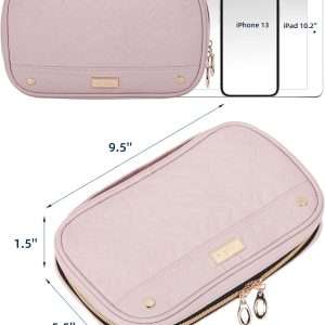NISHEL Travel Jewelry Case, Travel Organizer for Necklaces, Earrings, Rings, Bracelets, Watch, Pink - 2