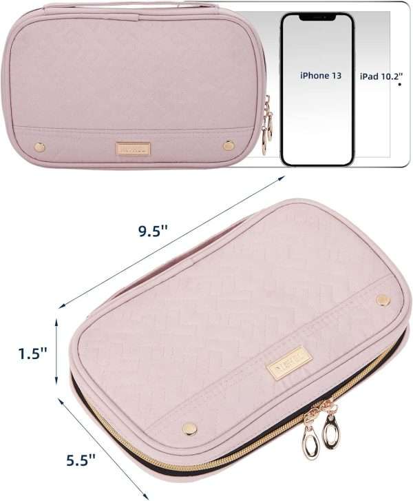 NISHEL Travel Jewelry Case, Travel Organizer for Necklaces, Earrings, Rings, Bracelets, Watch, Pink - 2