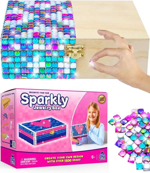 PURPLE LADYBUG DIY Sparkly Girls Jewelry Box for Girls 8-12 Yrs Old - Fun 10 9 8 7 6 Year Old Girl Birthday Gift Idea & Crafts for Girls 8-12 - Girl Toys 8-10, Arts and Crafts - 1
