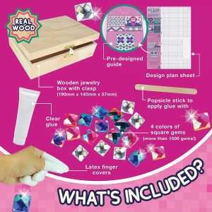 PURPLE LADYBUG DIY Sparkly Girls Jewelry Box for Girls 8-12 Yrs Old - Fun 10 9 8 7 6 Year Old Girl Birthday Gift Idea & Crafts for Girls 8-12 - Girl Toys 8-10, Arts and Crafts - 3