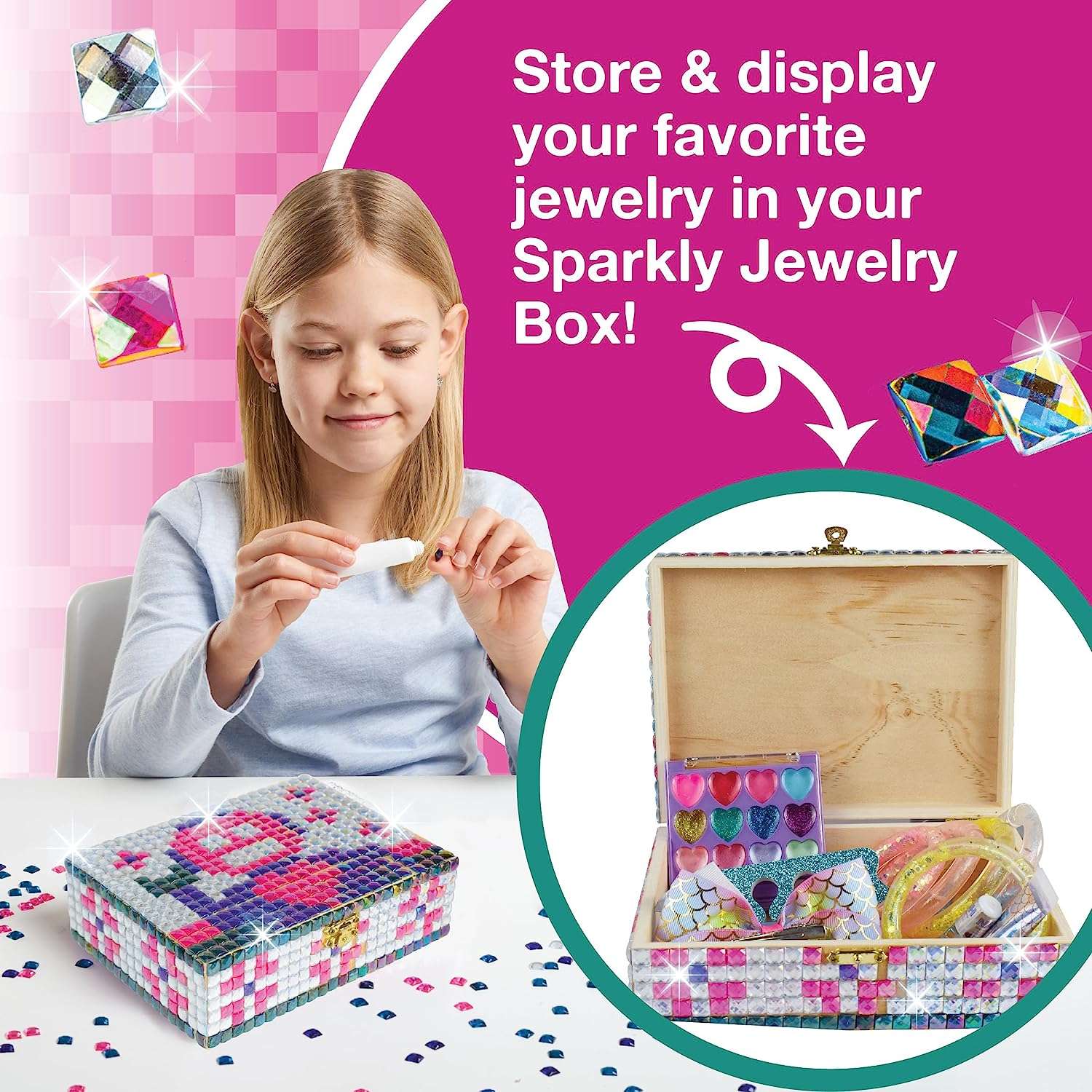 PURPLE LADYBUG DIY Sparkly Girls Jewelry Box for Girls 8-12 Yrs Old - Fun 10 9 8 7 6 Year Old Girl Birthday Gift Idea & Crafts for Girls 8-12 - Girl Toys 8-10, Arts and Crafts - 5
