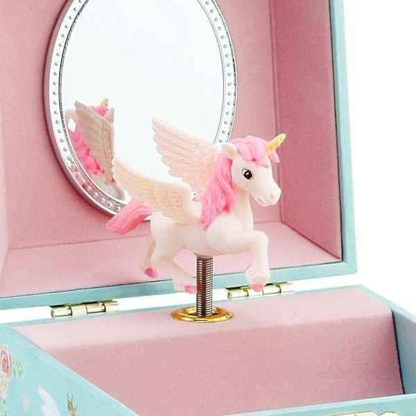 RR ROUND RICH DESIGN Kids Musical Jewelry Box for Girls with Drawer and Jewelry Set with Magical Unicorn - Blue Danube Tune Blue - 4