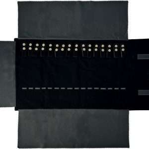 Velvet Travel Jewelry Roll Bag Organizer for Necklace, Elastic Band and Anti-winding, Black - 2
