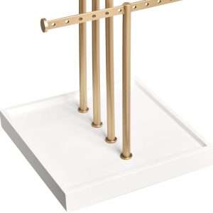 Amazon Basics Four-Tier Jewelry Tree Stand - White-Brass - 4