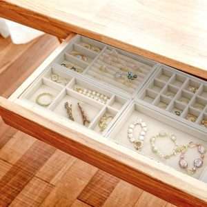 Elsjoy Set of 8 Velvet Jewelry Tray, Drawer Insert Divided Storage Holder Stackable Jewelry Organizer, Necklace Bracelet Display Tray for Earring, Ring, Brooch, Watch - 4