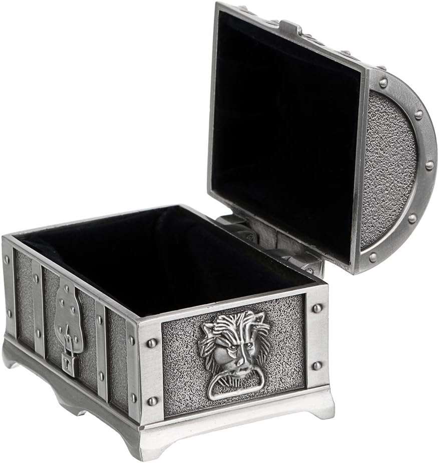 Hipiwe Vintage Metal Jewelry Box Treasure Trinket Chest,Smal Ring Earrings Necklace Keepsake Gift Holder Case for Girls Ladies Women (Small) - 7