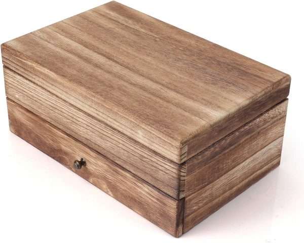 Meangood Jewelry Box Organizer for Women, 2 Layer Large Jewelry Storage Case, Rustic Wooden Jewelry Box with Mirror & Ring Tray for Necklace Earring Bracelets Rings, Vintage Style - 8