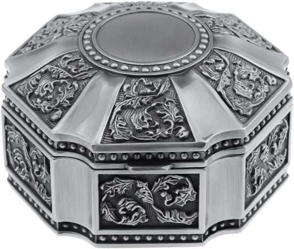 MioCloth Classic Vintage Antique Zine Tin Heart Jewelry Box Treasure Storage Organizer Chest - 3