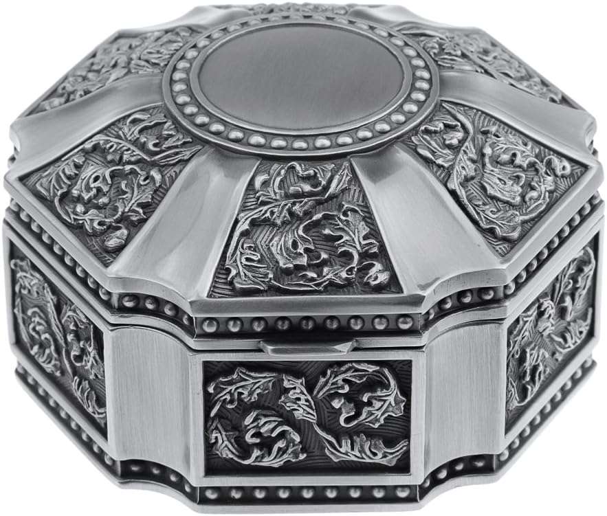MioCloth Classic Vintage Antique Zine Tin Heart Jewelry Box Treasure Storage Organizer Chest - 3