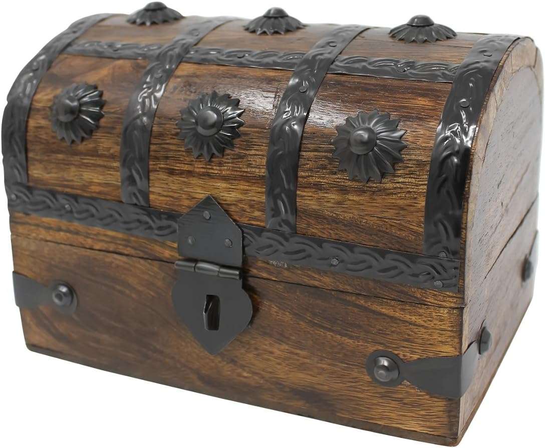 Nautical Cove Treasure Chest Keepsake and Decorative Wood Box - Storage Box Medium (6.5 x 4.5 x 4.5) - 2