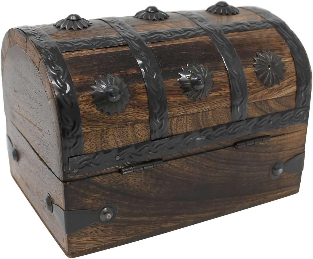 Nautical Cove Treasure Chest Keepsake and Decorative Wood Box - Storage Box Medium (6.5 x 4.5 x 4.5) - 4