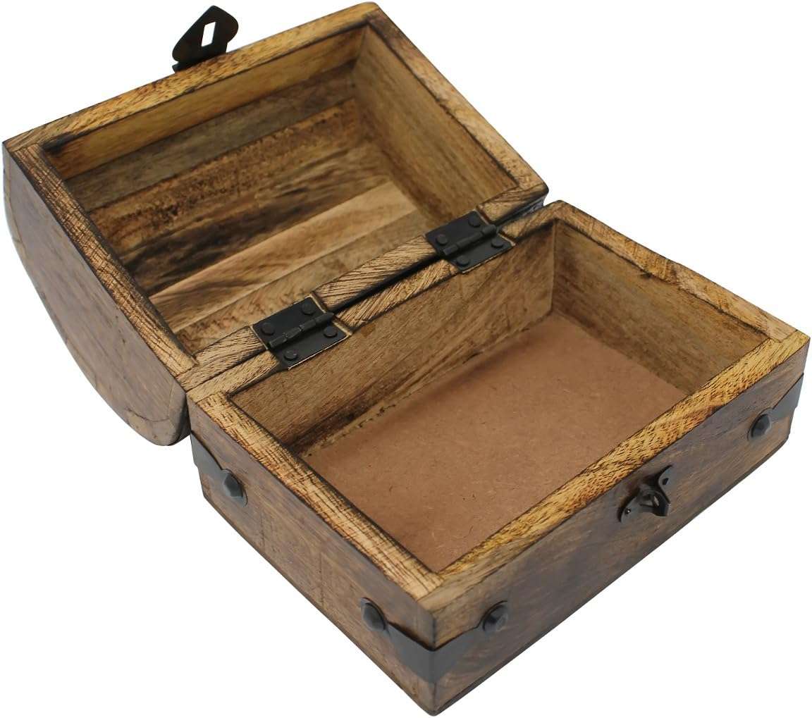 Nautical Cove Treasure Chest Keepsake and Decorative Wood Box - Storage Box Medium (6.5 x 4.5 x 4.5) - 5