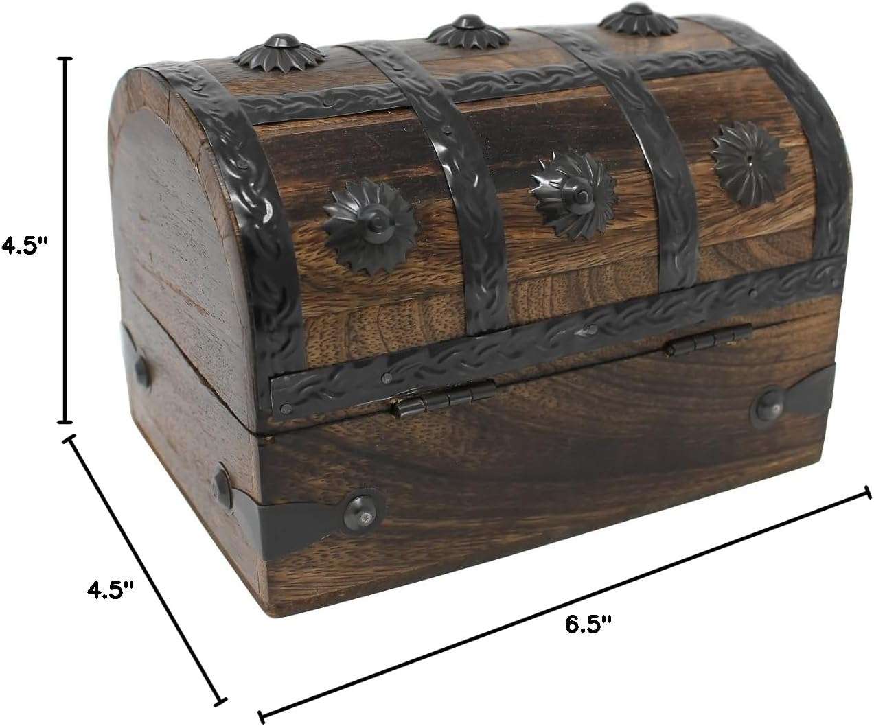 Nautical Cove Treasure Chest Keepsake and Decorative Wood Box - Storage Box Medium (6.5 x 4.5 x 4.5) - 6