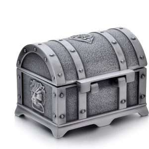 Rectangle Vintage Metal Treasure Chest Trinket Jewelry Box Gift Box Ring Case for Girls Ladies Women, Small, Tin Color - 3
