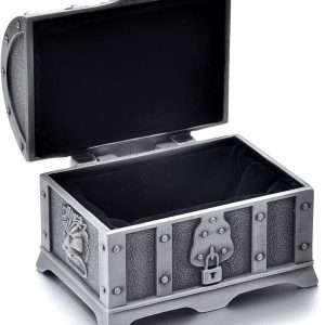 Rectangle Vintage Metal Treasure Chest Trinket Jewelry Box Gift Box Ring Case for Girls Ladies Women, Small, Tin Color - 4